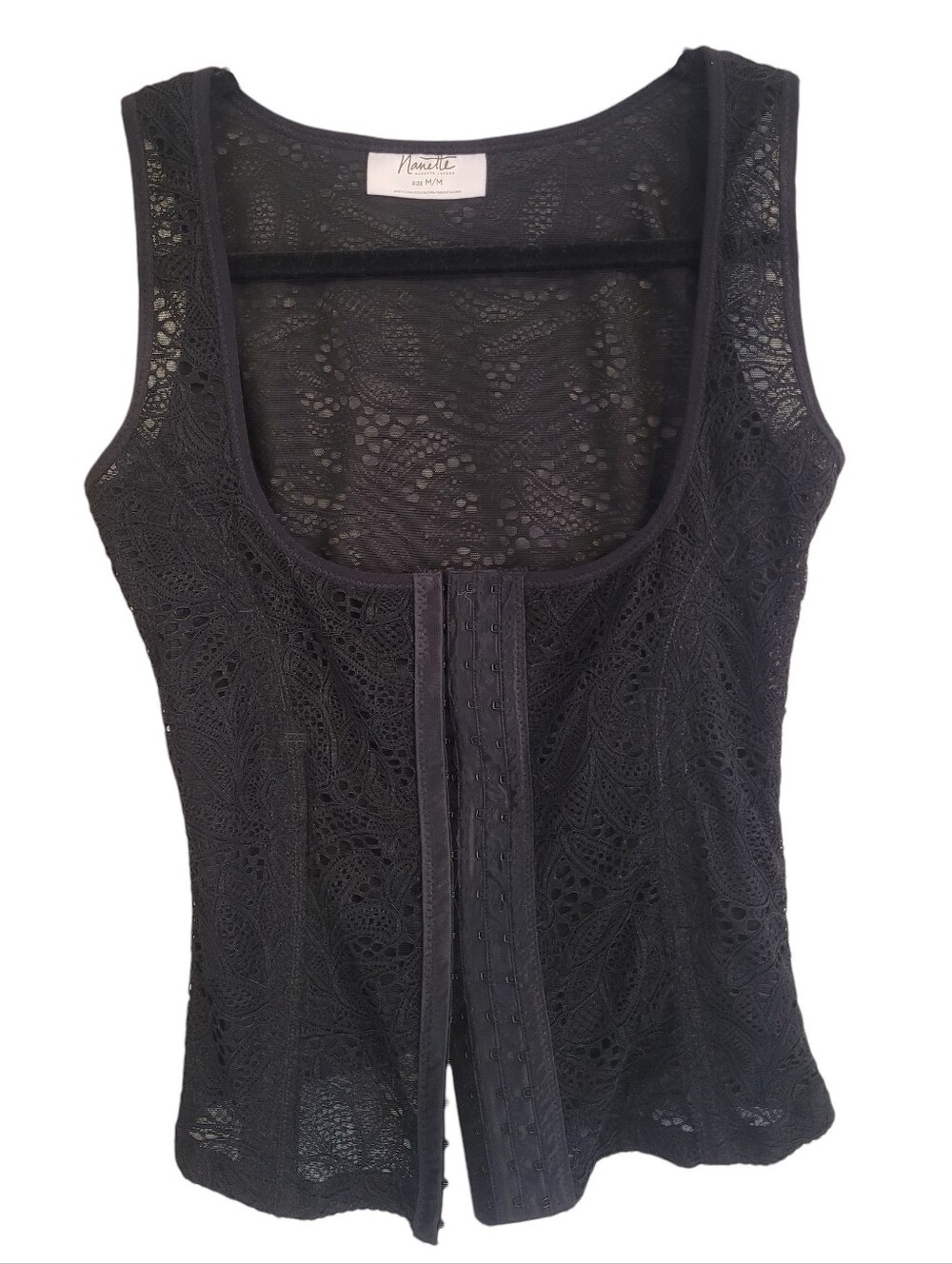 Nanette Lepore Black Lace Hook-and-eye Underbust Corset Shapewear Sz M Sexy Chic